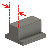 Skizze: Bauteil mit Pfeilen an der maximalen Wandstärke