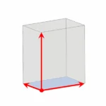 Schema der maximalen Bauteilgröße beim Schleifen von Keramik: rote Pfeile zeigen X, Y und Z in einem transparenten Hüllquader
