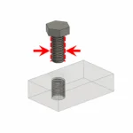 Sechskantschraube über einem Keramikblock als Symbol für das kleinste schleifbare Außengewinde