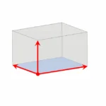 Schema der maximalen Bauteilgröße beim Fräsen von Keramik: rote Pfeile zeigen X, Y und Z in einem transparenten Hüllquader