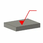 Ebene Keramikoberfläche mit rotem Pfeil als Symbol für die Oberflächenrauheit im gesinterten Zustand